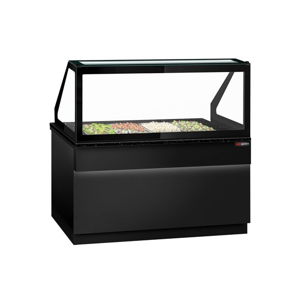 Saladette TORONTO - 1500mm - schwarze Front - 2 Türen - für 4x GN 1/1 - schwarze Granit-Arbeitsplatte