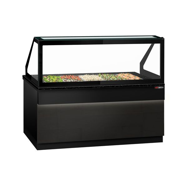 Saladette TORONTO - 2000mm - schwarze Front - 3 Türen - für 5x GN 1/1 - schwarze Granit-Arbeitsplatte