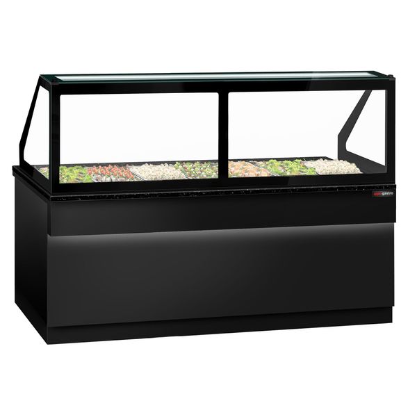 Saladette TORONTO - 2550mm - schwarze Front - 4 Türen - für 6x GN 1/1 - schwarze Granit-Arbeitsplatte