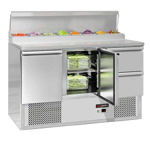 Zubereitungstisch Mini ECO - 1368mm - 2 Türen & 2 Schubladen - für 8x GN 1/6