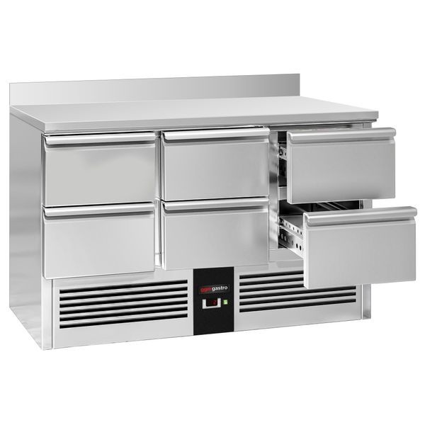 Kühltisch PREMIUM - 1365x700mm - 6 Schubladen - Aufkantung