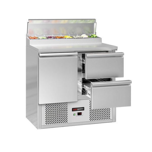 Zubereitungstisch Mini ECO - 900mm - 1 Tür & 2 Schubladen - für 5x GN 1/6