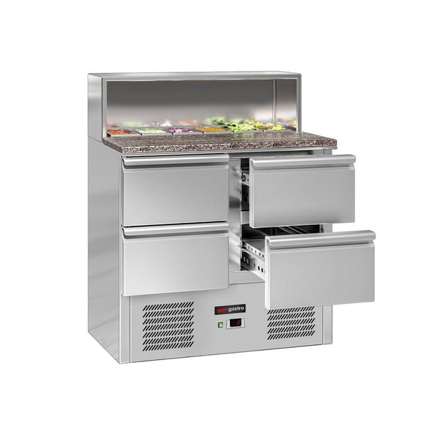 Saladette ECO - 903mm - 4 Schubladen - mit Edelstahlaufsatz für 5x GN 1/6