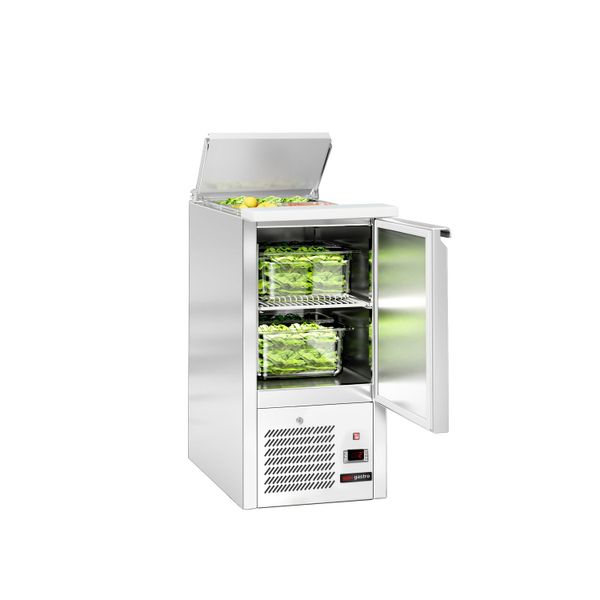 Saladette ECO - 450mm - 1 Tür - mit Einlass für 1x GN 1/1 & Edelstahldeckel