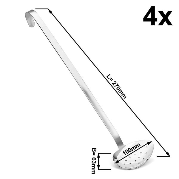 (4 Stück) Schaumkelle - Ø 63mm - Länge: 270mm - perforiert - Edelstahl