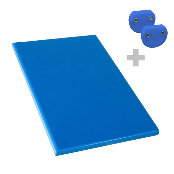 Rutschfestes Schneidebrett mit Stoppern - 250x400mm - HACCP-Konform - Blau