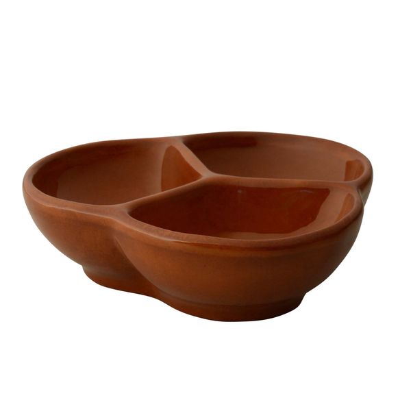 (6 Stück) CLASSICO - Tapas 3 Fächer Schale - 130x130mm - Braun