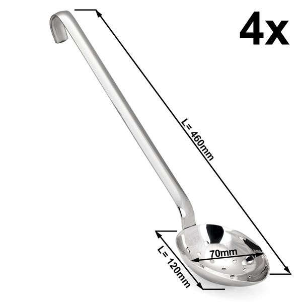 (4 Stück) Servierlöffel - Ø 70mm - Länge: 460mm - tief & perforiert