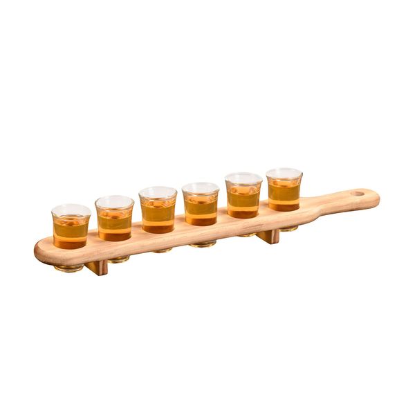 (5 Stück) Schnapsglasträger - Kiefernholz - inkl. 6 Gläser