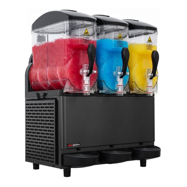 Slush-Maschine - 3x 12 Liter - 1,08 kW - Digital - Tritan Behälter - Schwarz