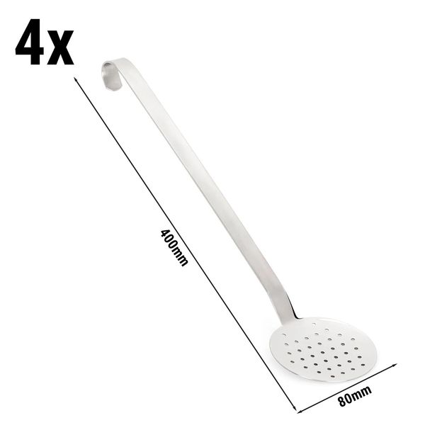 (4 Stück) Schaumlöffel - Ø 80mm - Grifflänge: 320mm - Edelstahl