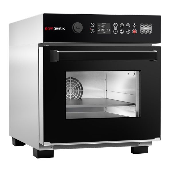 Speedofen - 3,4 kW - Edelstahl - inkl. Temperaturfühler, Pizzablech, Antihaft-Korb | 80% schnelleres Garen