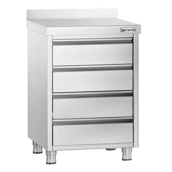 Schubladenschrank PREMIUM mit 4 Schubladen & Aufkantung - 500x600mm