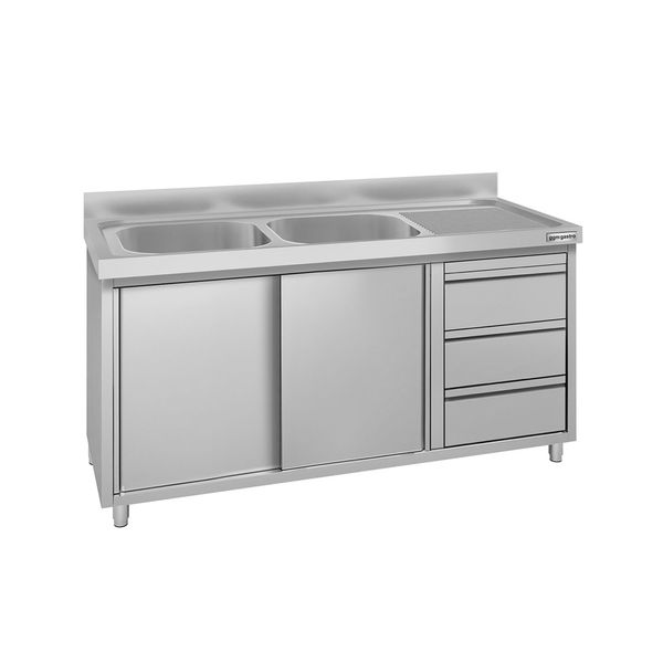 Spülschrank ECO - 1400x600mm - mit 3 Schubladen & 2 Becken links