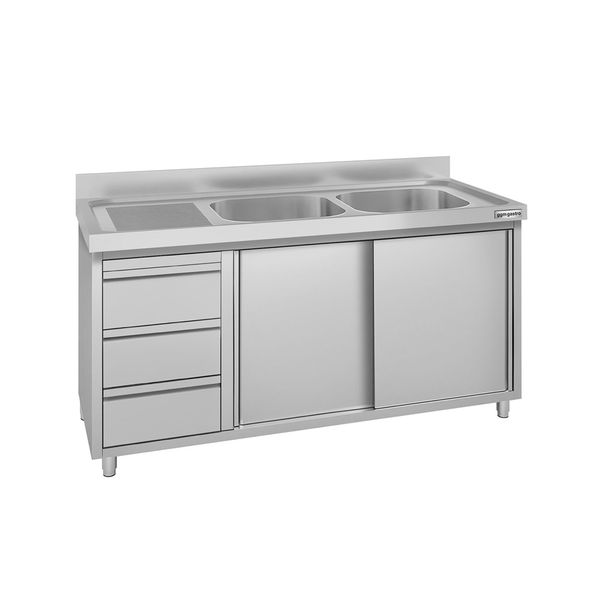 Spülschrank ECO - 1400x600mm - mit 3 Schubladen & 2 Becken rechts