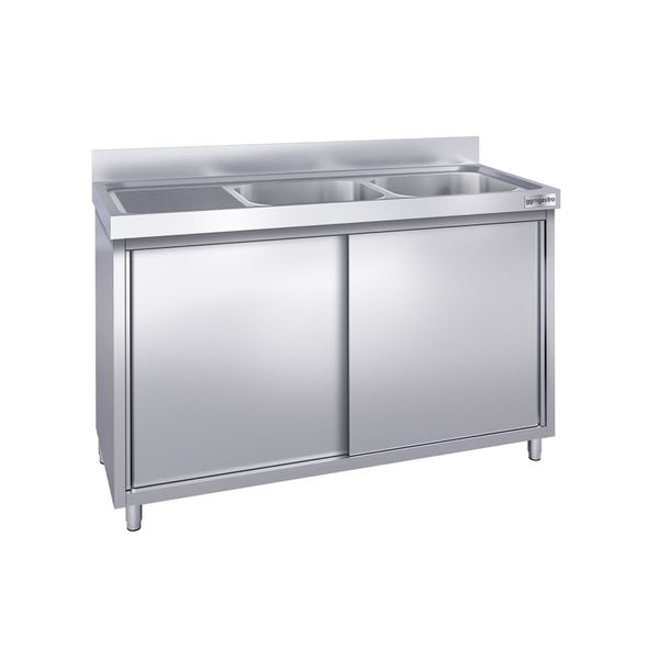 Spülschrank PREMIUM - 1400x600mm - mit 2 Becken rechts