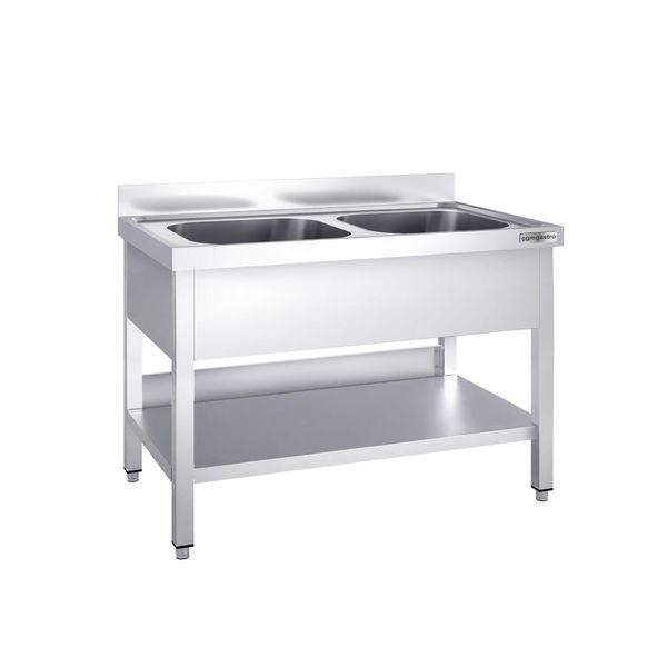Spültisch PREMIUM - 1000x600mm - mit Grundboden - mit 2 Becken mittig