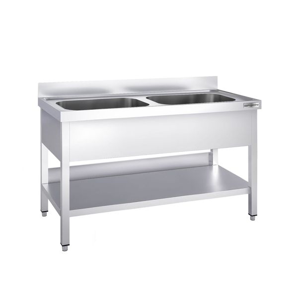 Spültisch PREMIUM - 1200x600mm - mit Grundboden - mit 2 Becken mittig