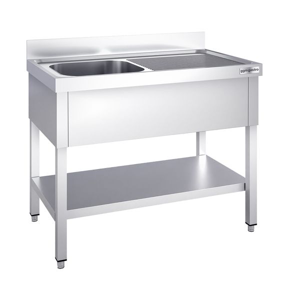 Spültisch PREMIUM - 1400x600mm - mit Grundboden - mit 1 Becken links