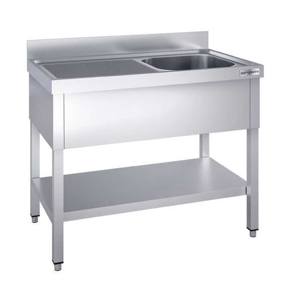 Spültisch PREMIUM - 1400x600mm - mit Grundboden - mit 1 Becken rechts