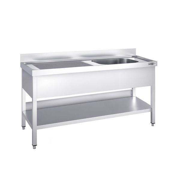 Spültisch PREMIUM - 1600x600mm - mit Grundboden - mit 1 Becken rechts