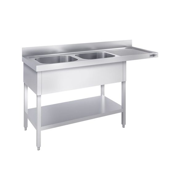 Spülmaschinen-Spültisch - 1600x600mm - mit 2 Becken links