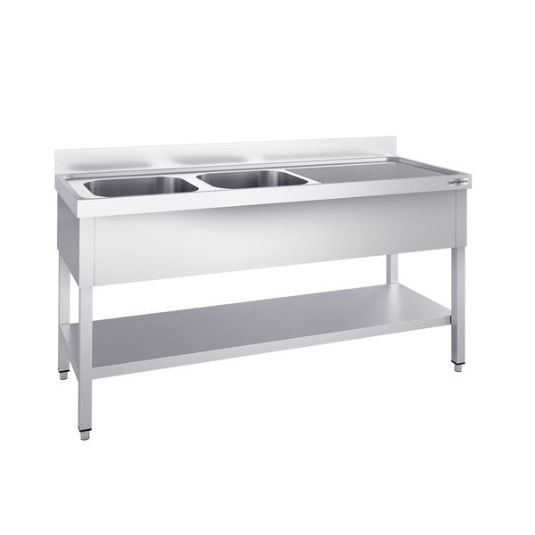 Spültisch PREMIUM - 1600x700mm - mit Grundboden - mit 2 Becken links