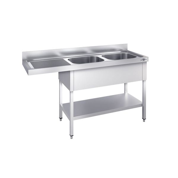 Spülmaschinen-Spültisch - 1600x700mm - mit 2 Becken rechts