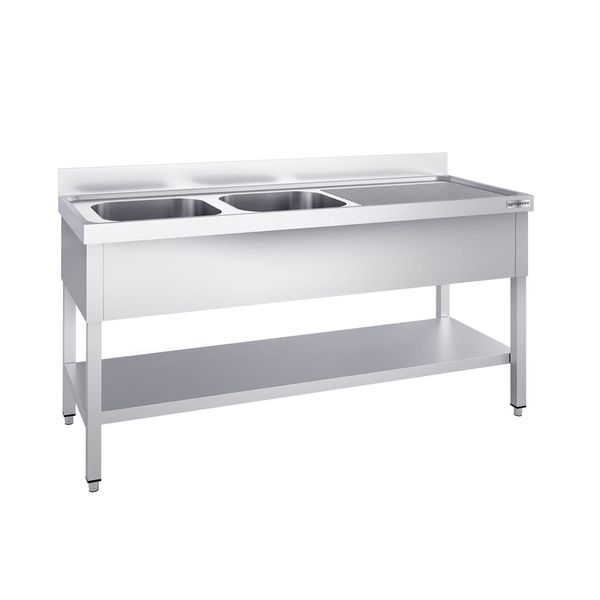 Spültisch PREMIUM - 1800x700mm - mit Grundboden - mit 2 Becken links