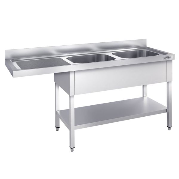 Spülmaschinen-Spültisch - 2000x700mm - mit 2 Becken rechts