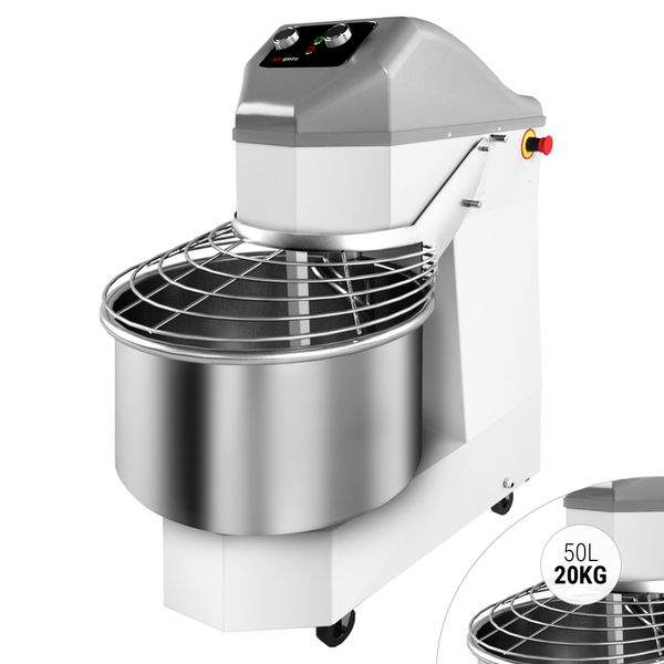Teigknetmaschine -  50 Liter / 32 kg - 2 Geschwindigkeiten - mit festem Kessel & Rollen - Timerfunktion