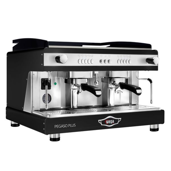 WEGA | PEGASO PLUS - Siebträgermaschine - 2 Gruppig - 3,7 kW - mit Milchaufschäumern & Heißwasser - Schwarz