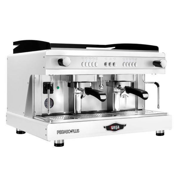 WEGA | PEGASO PLUS - Siebträgermaschine - 2 Gruppig - 3,7 kW - mit Milchaufschäumern & Heißwasser - Weiß