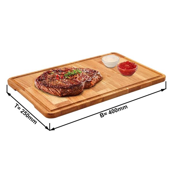 (6 Stück) Steakplatte - Buche - 400x250mm