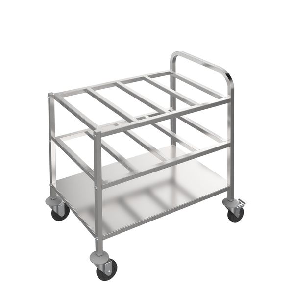 Servierwagen 800mm - mit 2 Abstellflächen für jeweils 12 GN1/6 Behälter