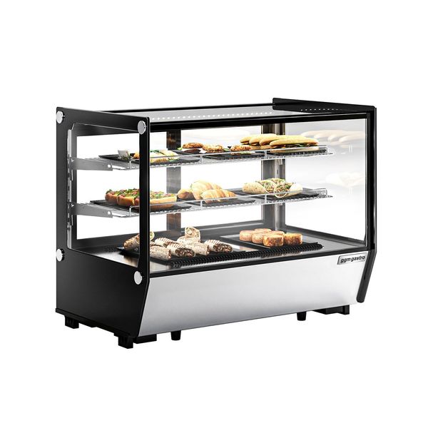 Tisch-Kühlvitrine - 160 Liter - 880mm - eckig - mit 2 Ablagen