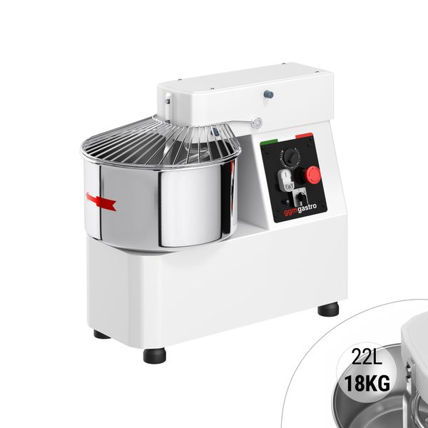 Teigknetmaschine - 22 Liter / 18 kg - 2 Geschwindigkeiten - mit festem Kessel - Timerfunktion