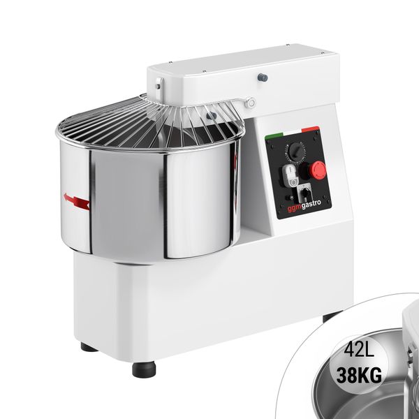 Teigknetmaschine - 42 Liter / 38 kg - 2 Geschwindigkeiten - mit festem Kessel - Timerfunktion