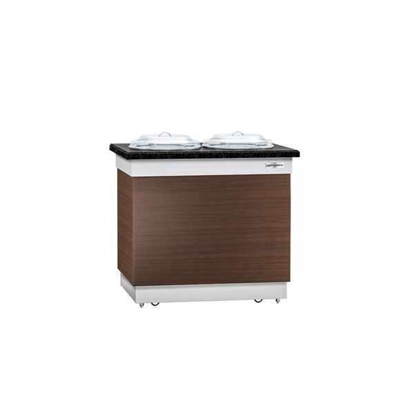 Tellerspender DUBLIN - beheizt - 1 kW - 700mm - mit Rollen - 100 Teller - schwarze Granit-Arbeitsplatte