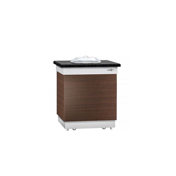 Tellerspender DUBLIN - beheizt - 1 kW - 700mm - mit Rollen - 50 Teller - schwarze Granit-Arbeitsplatte
