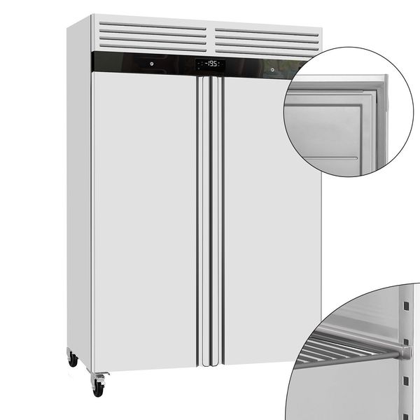 Tiefkühlschrank Edelstahl ECO - GN 2/1 - 1400 Liter - mit 2 Türen - Innenseite der Tür aus Kunststoff