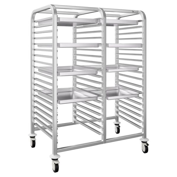 Tablettwagen - doppelt - für 30 Tabletts EN 600x400 - mit leisen Rollen