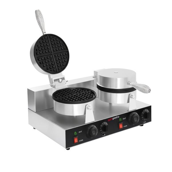 Waffeleisen - Doppelt - 2,6kW - Form: Rund - Ø 180mm