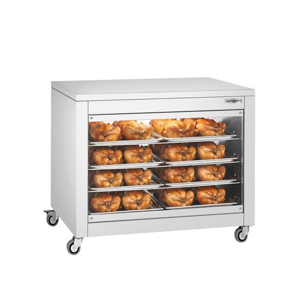 Warmhalteschrank für Speisen - 2 kW - mit Glasschiebetür, Glasrückwand & 4 Ablagen