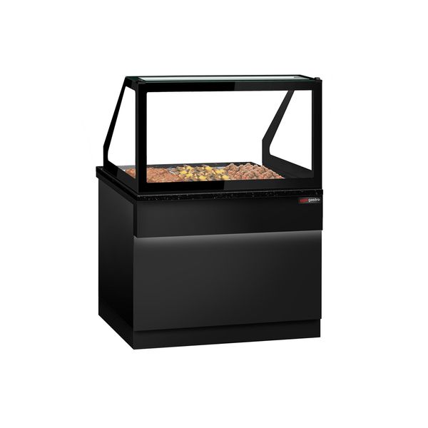 Warmhaltetheke TORONTO - 1250mm - schwarze Front - für 3x GN 1/1 - schwarze Granit-Arbeitsplatte