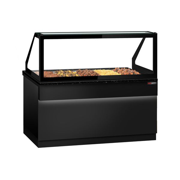 Warmhaltetheke TORONTO - 1800mm - schwarze Front - für 5x GN 1/1 - schwarze Granit-Arbeitsplatte