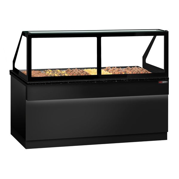 Warmhaltetheke TORONTO - 2100mm - schwarze Front - für 6x GN 1/1 - schwarze Granit-Arbeitsplatte