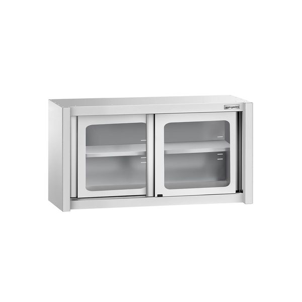 Edelstahl Wandhängeschrank - 1000x400mm - mit Glasschiebetür - 650mm hoch