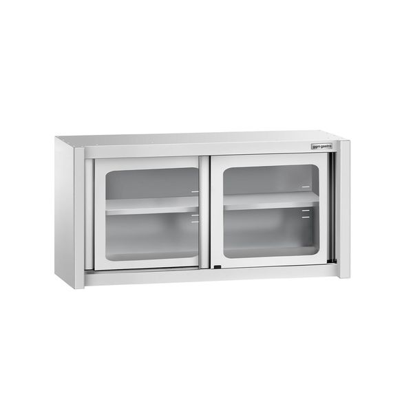 Edelstahl Wandhängeschrank - 1200x400mm - mit Glasschiebetür - 650mm hoch