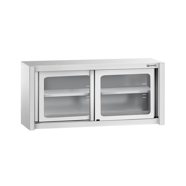 Edelstahl Wandhängeschrank - 1400x400mm - mit Glasschiebetür - 650mm hoch